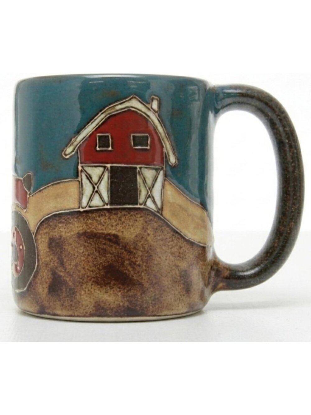 Handcrafted Farm Scene Stoneware Mug - 16oz Barnyard Tractor Design